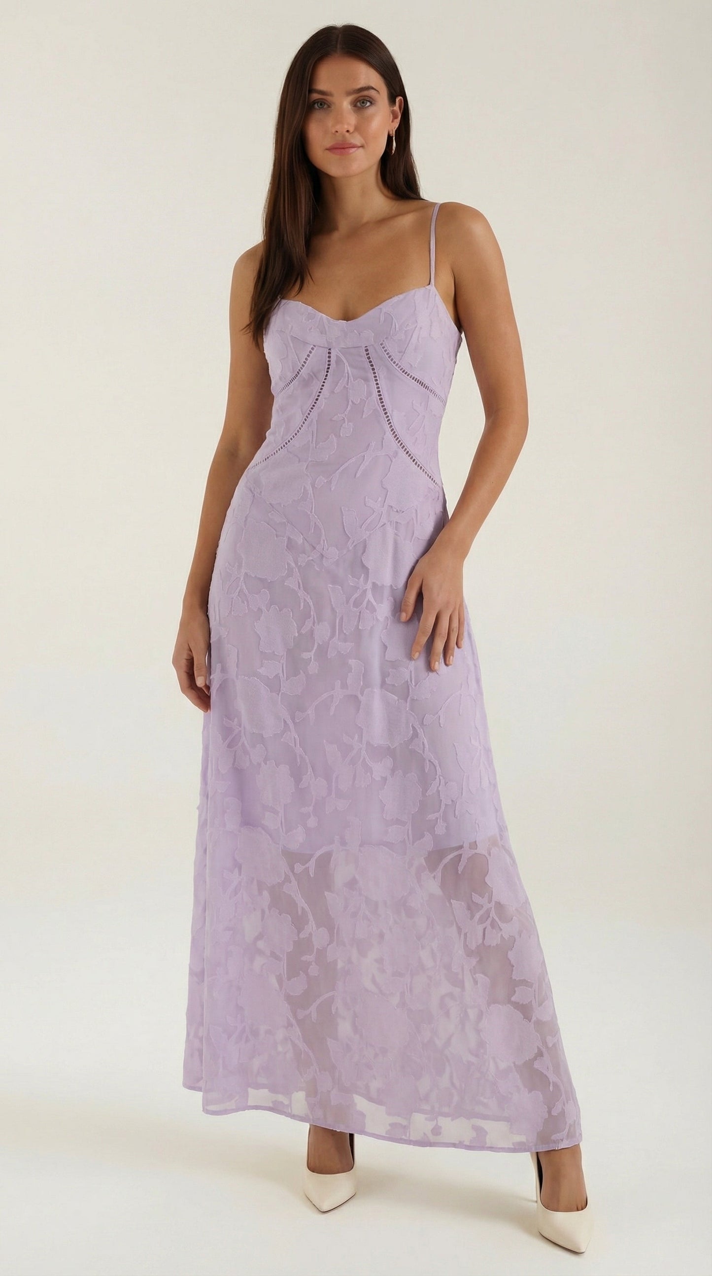 Elegant sweetheart lace maxi dress for women | Arabelle -11