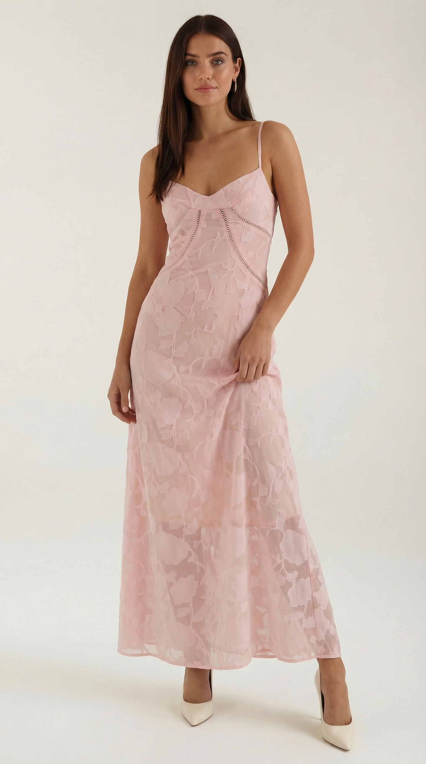Elegant sweetheart lace maxi dress for women | Arabelle -5