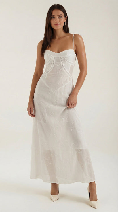 Elegant sweetheart lace maxi dress for women | Arabelle -1