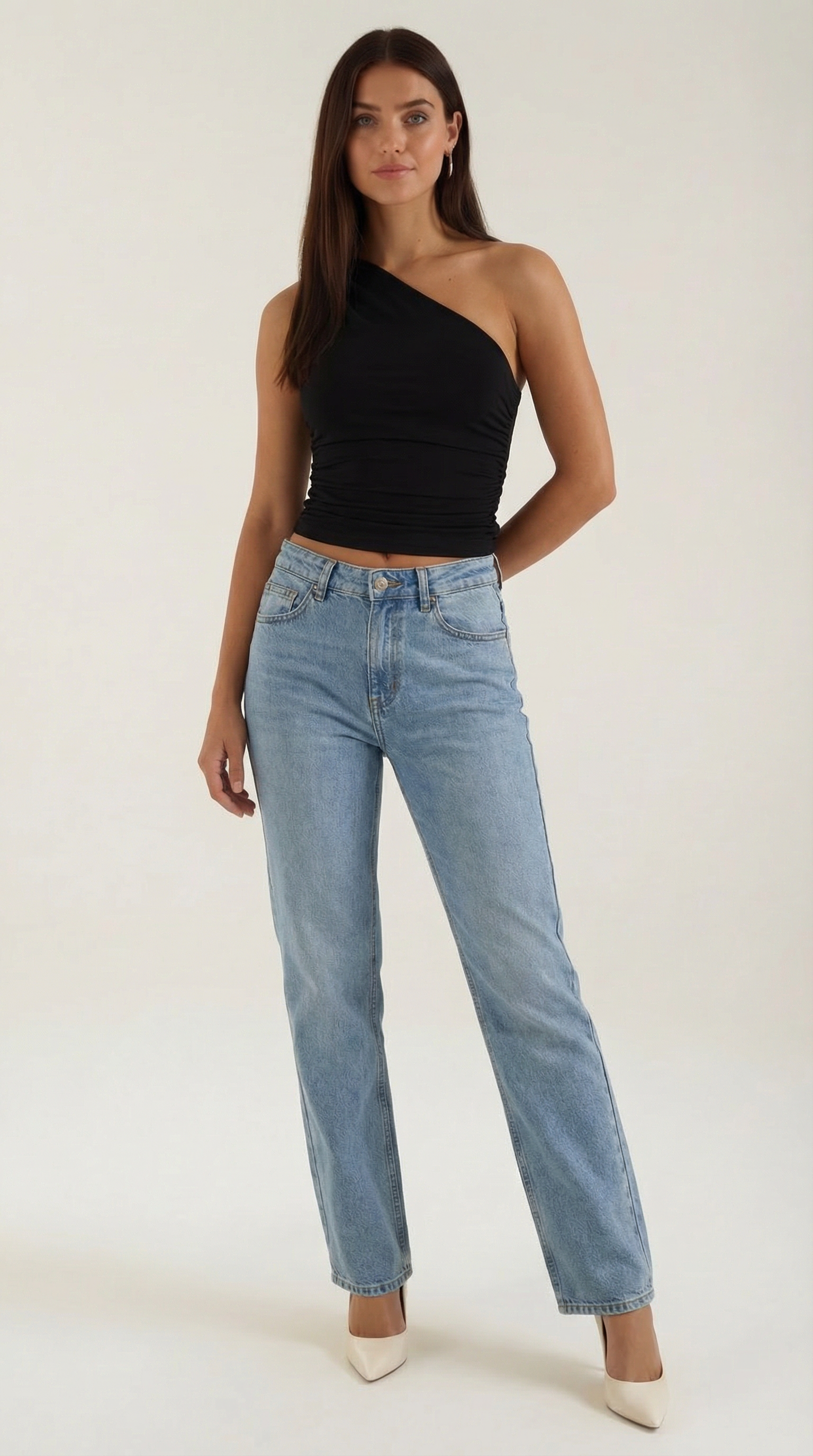 Sleeveless one-shoulder knit top for women | Briony -10