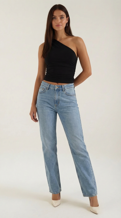 Sleeveless one-shoulder knit top for women | Briony -10