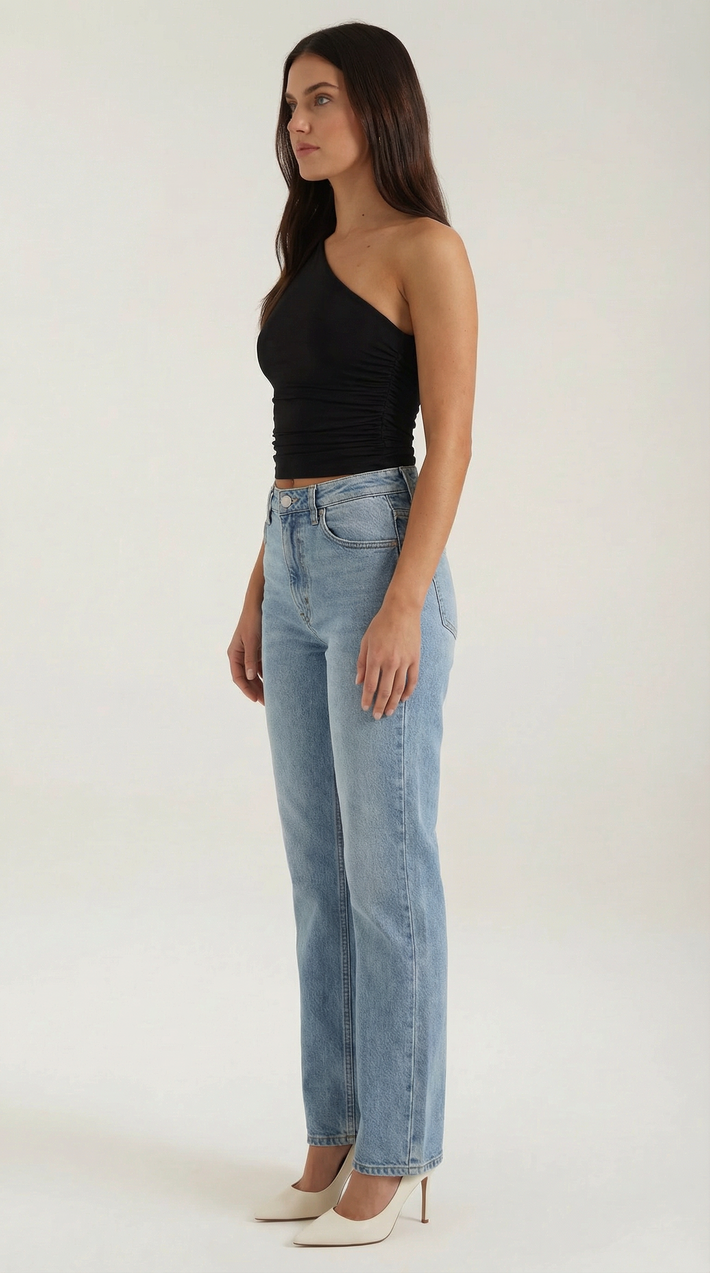 Sleeveless one-shoulder knit top for women | Briony -11