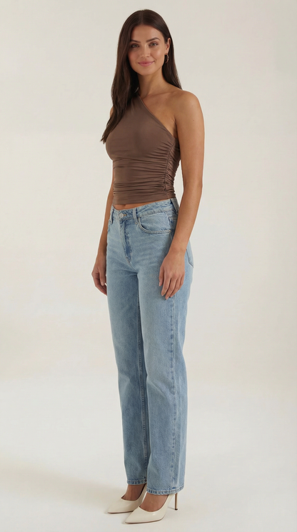 Sleeveless one-shoulder knit top for women | Briony -7