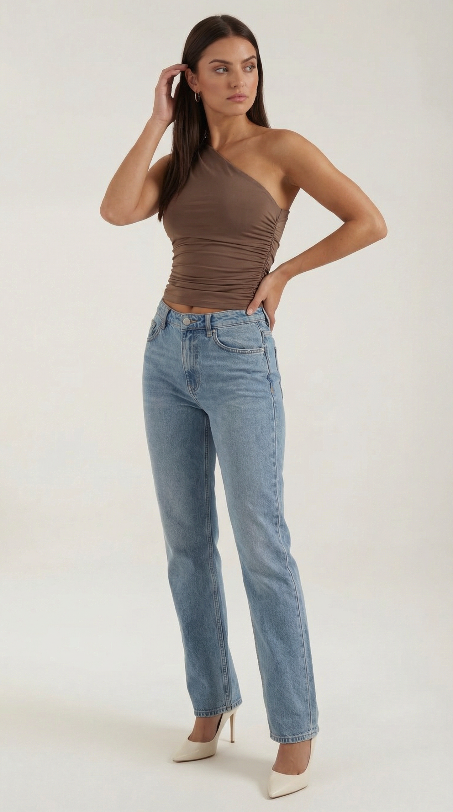 Sleeveless one-shoulder knit top for women | Briony -6
