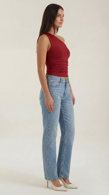 Sleeveless one-shoulder knit top for women | Briony -16