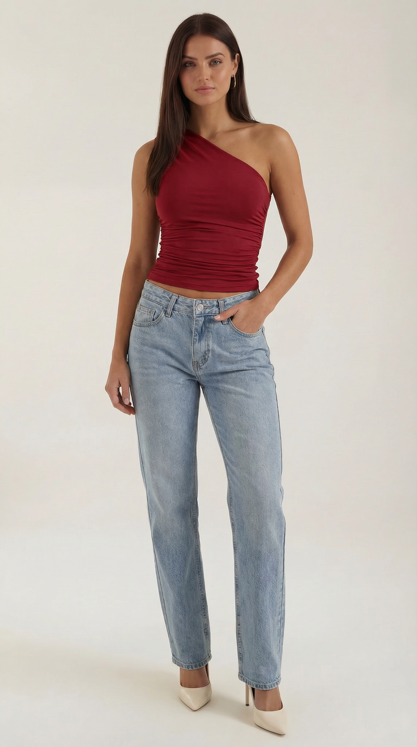 Sleeveless one-shoulder knit top for women | Briony -15