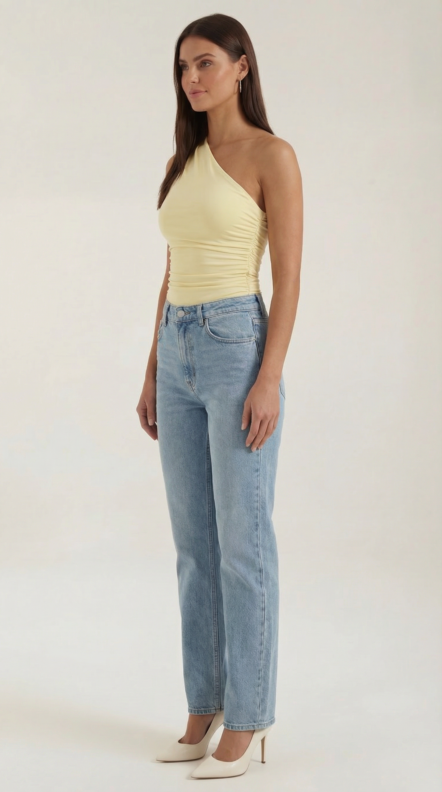 Sleeveless one-shoulder knit top for women | Briony -2