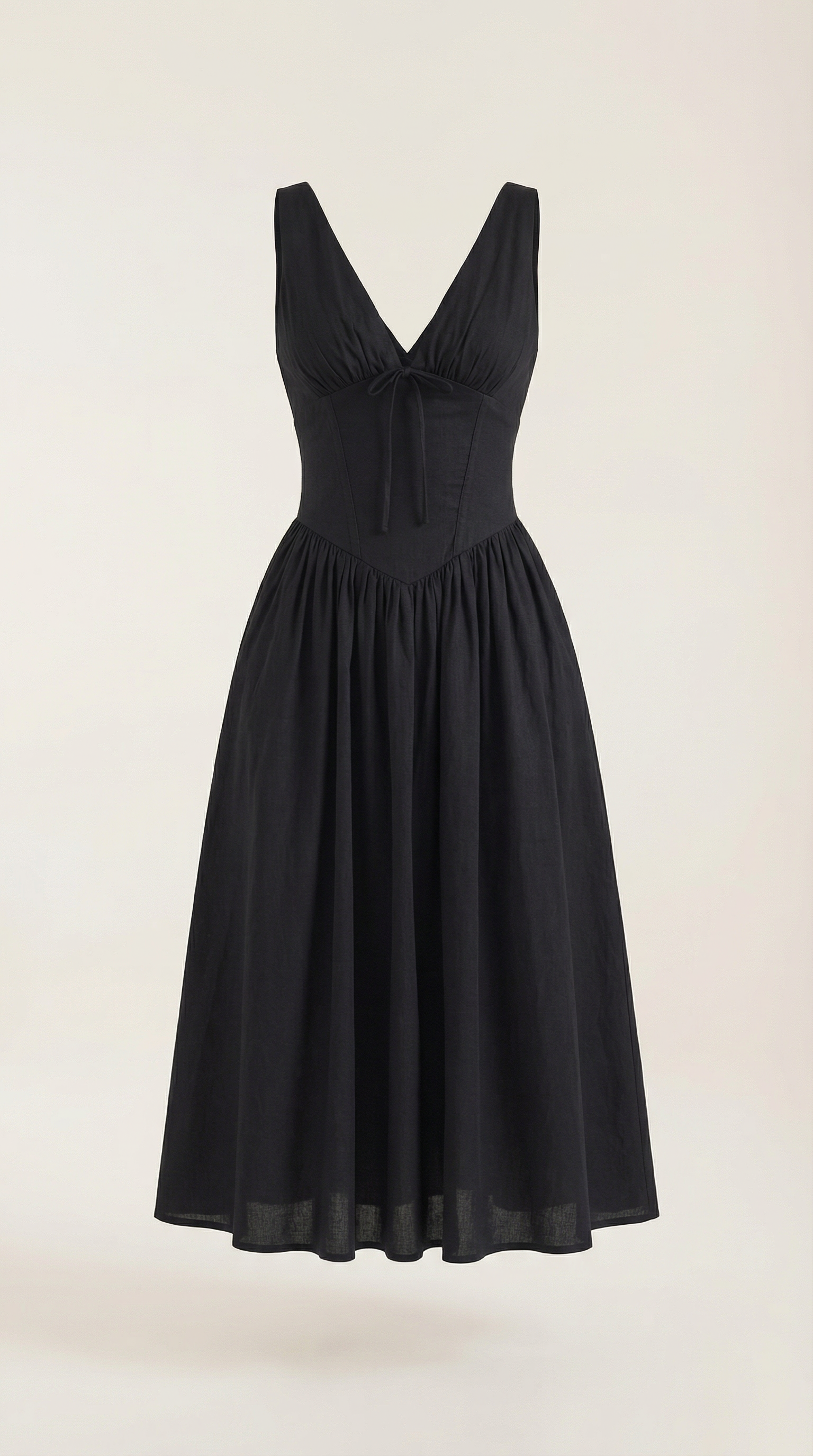 Elegant midi plunge-neck dress for women | Cassiopeia -10