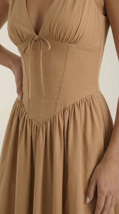 Elegant midi plunge-neck dress for women | Cassiopeia -22