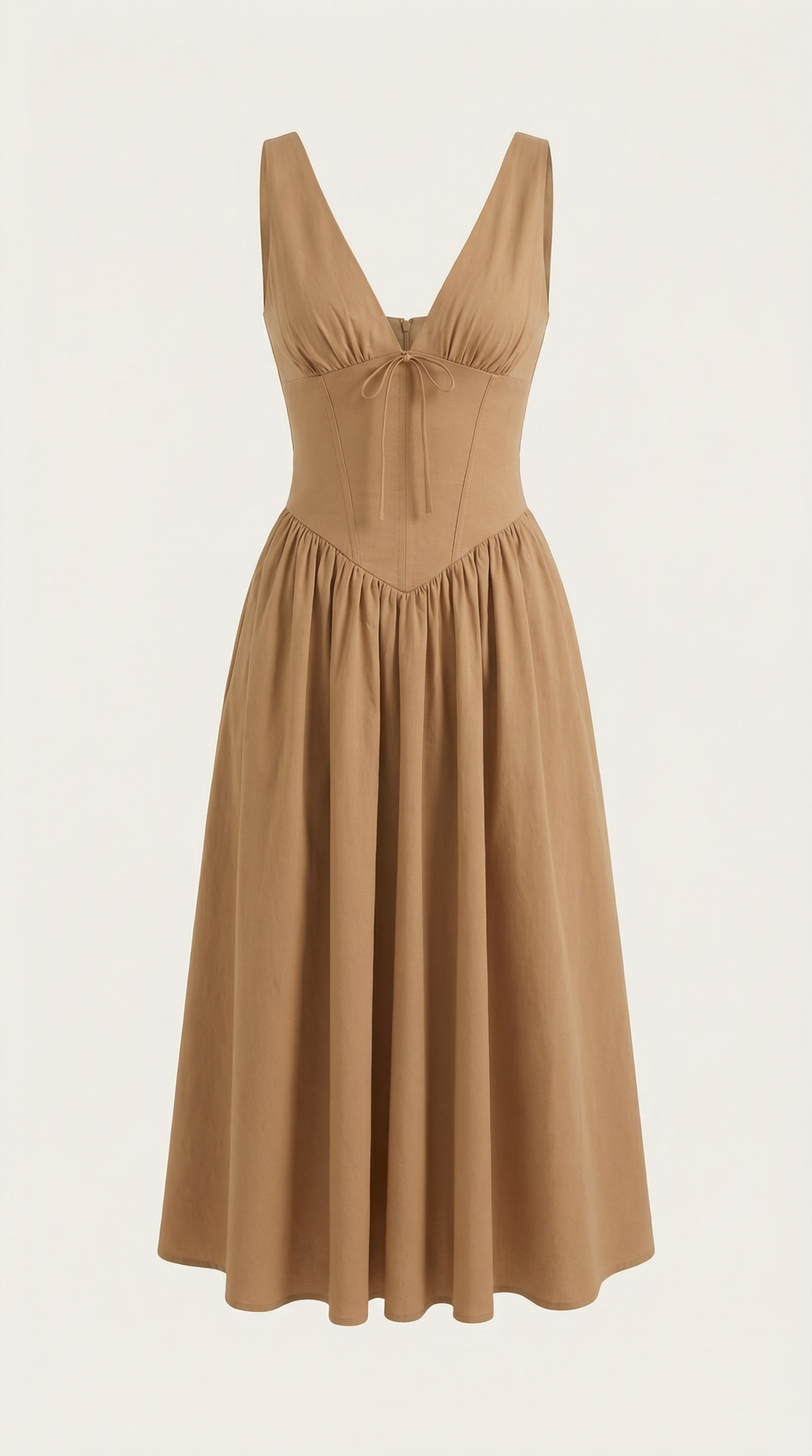 Elegant midi plunge-neck dress for women | Cassiopeia -24