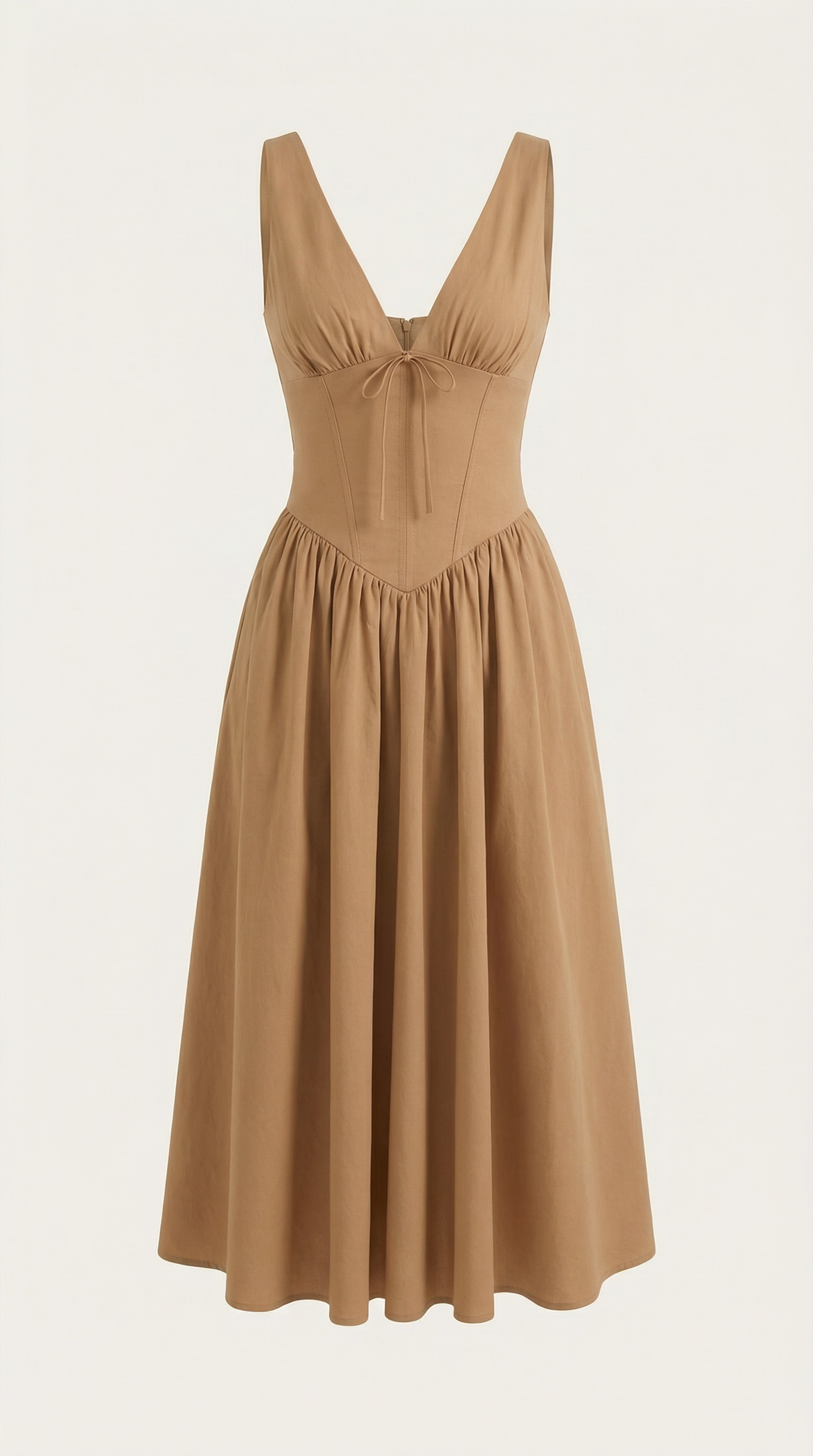 Elegant midi plunge-neck dress for women | Cassiopeia -24