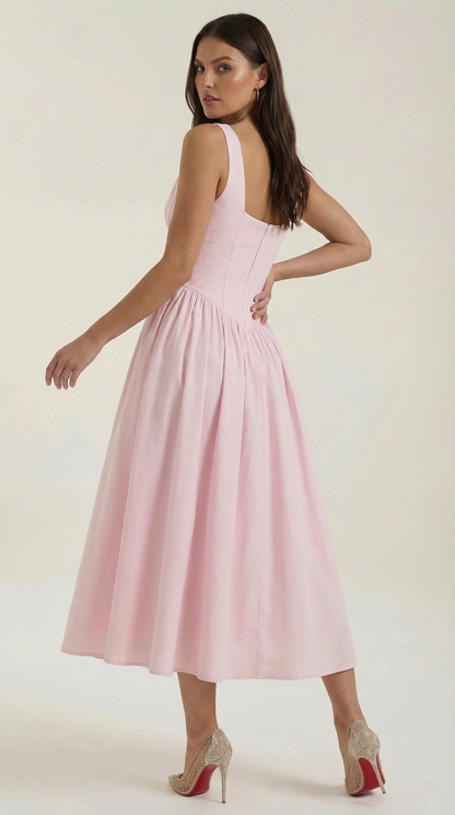 Elegant midi plunge-neck dress for women | Cassiopeia -19