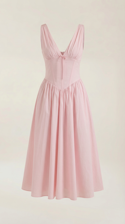 Elegant midi plunge-neck dress for women | Cassiopeia -20