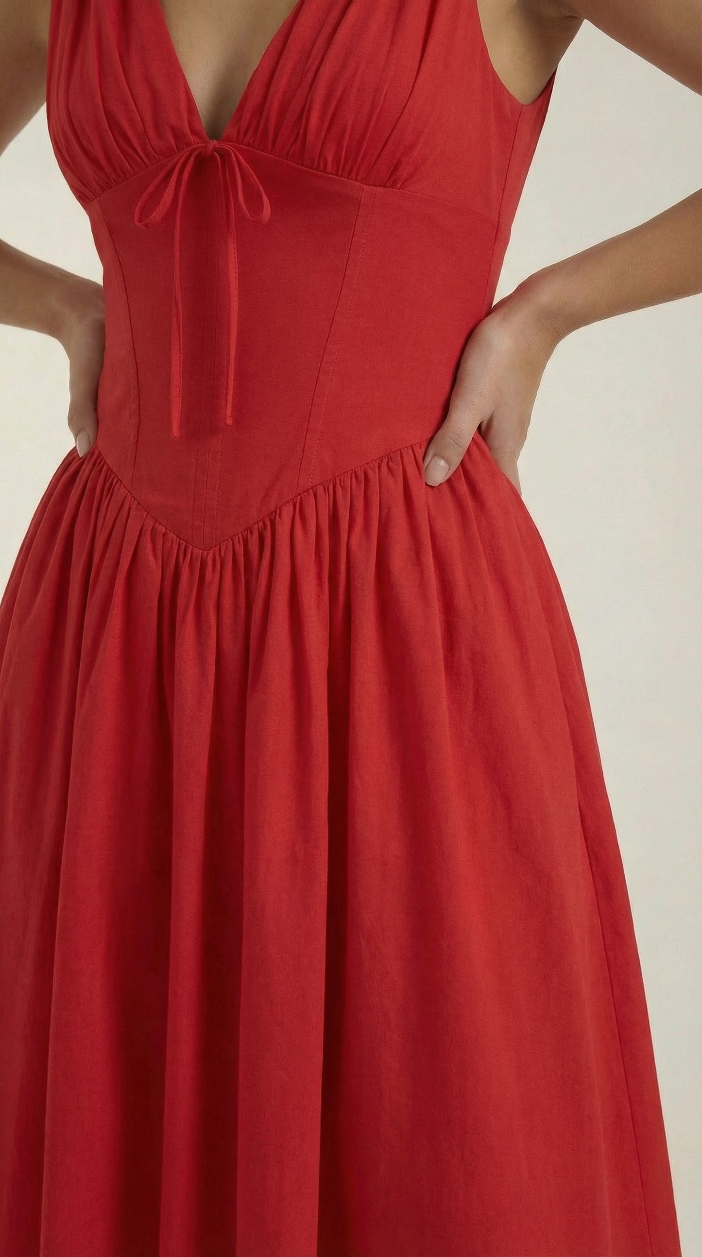 Elegant midi plunge-neck dress for women | Cassiopeia -28