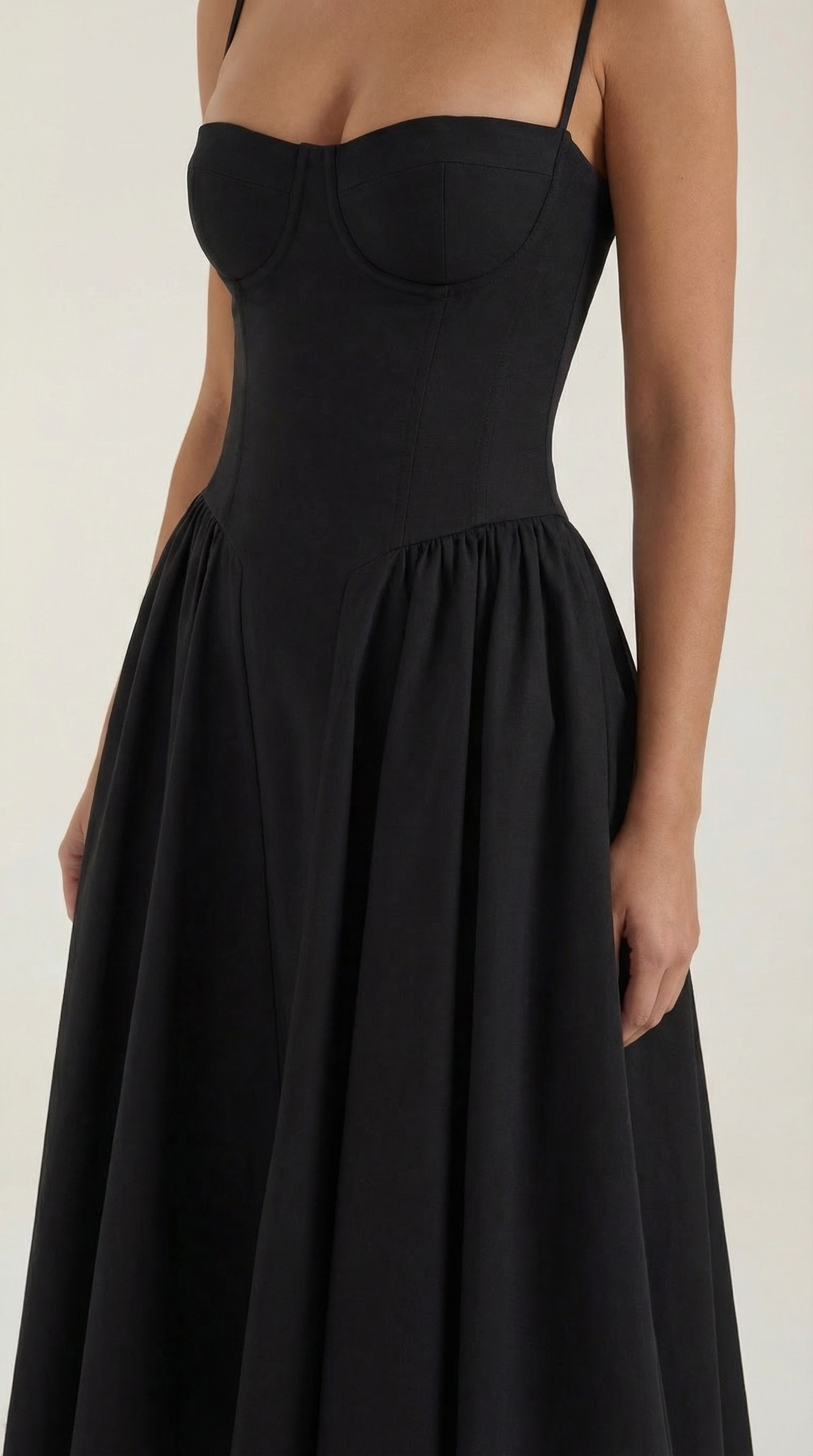 Elegant corset-detail midi dress for women | Odette -8