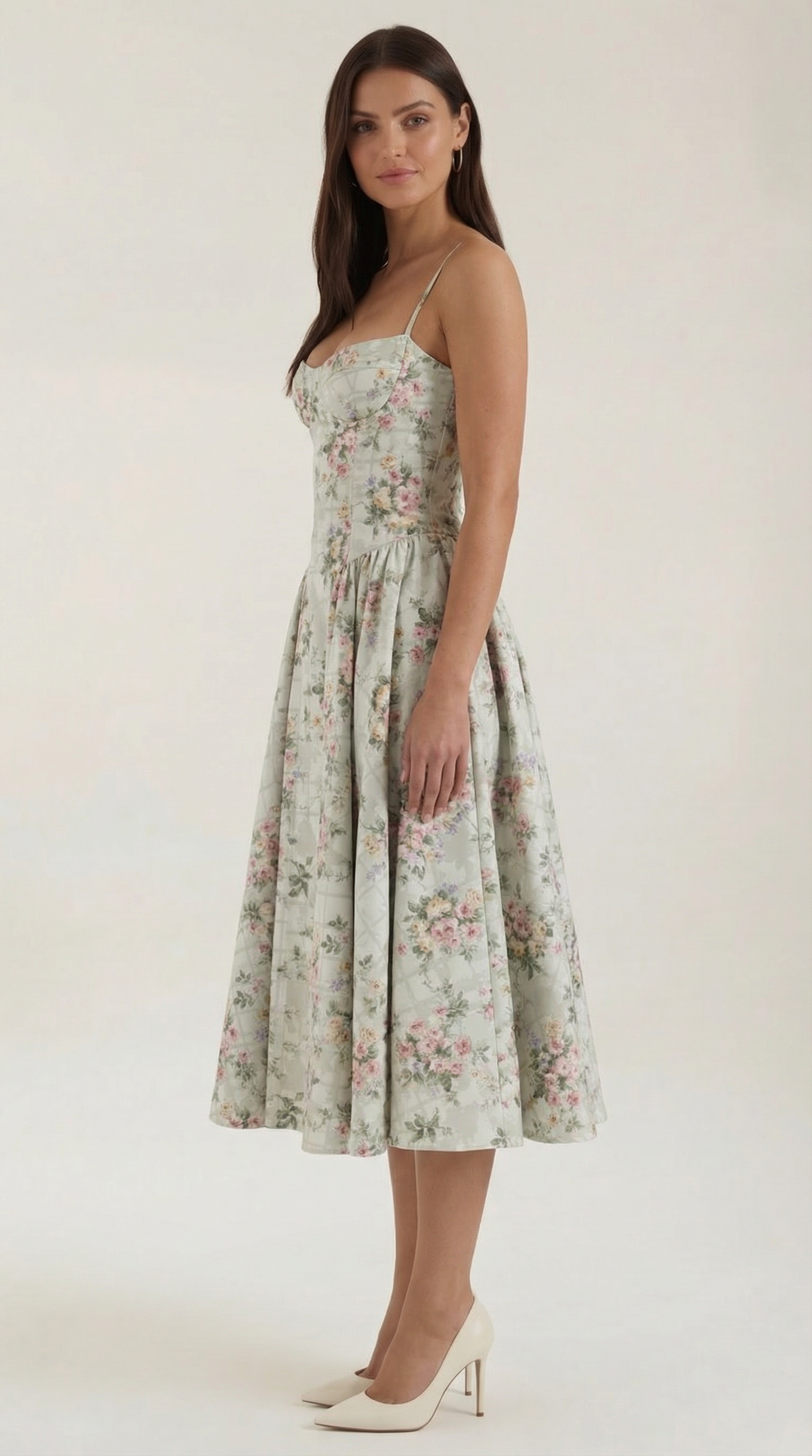 Elegant corset-detail midi dress for women | Odette -2