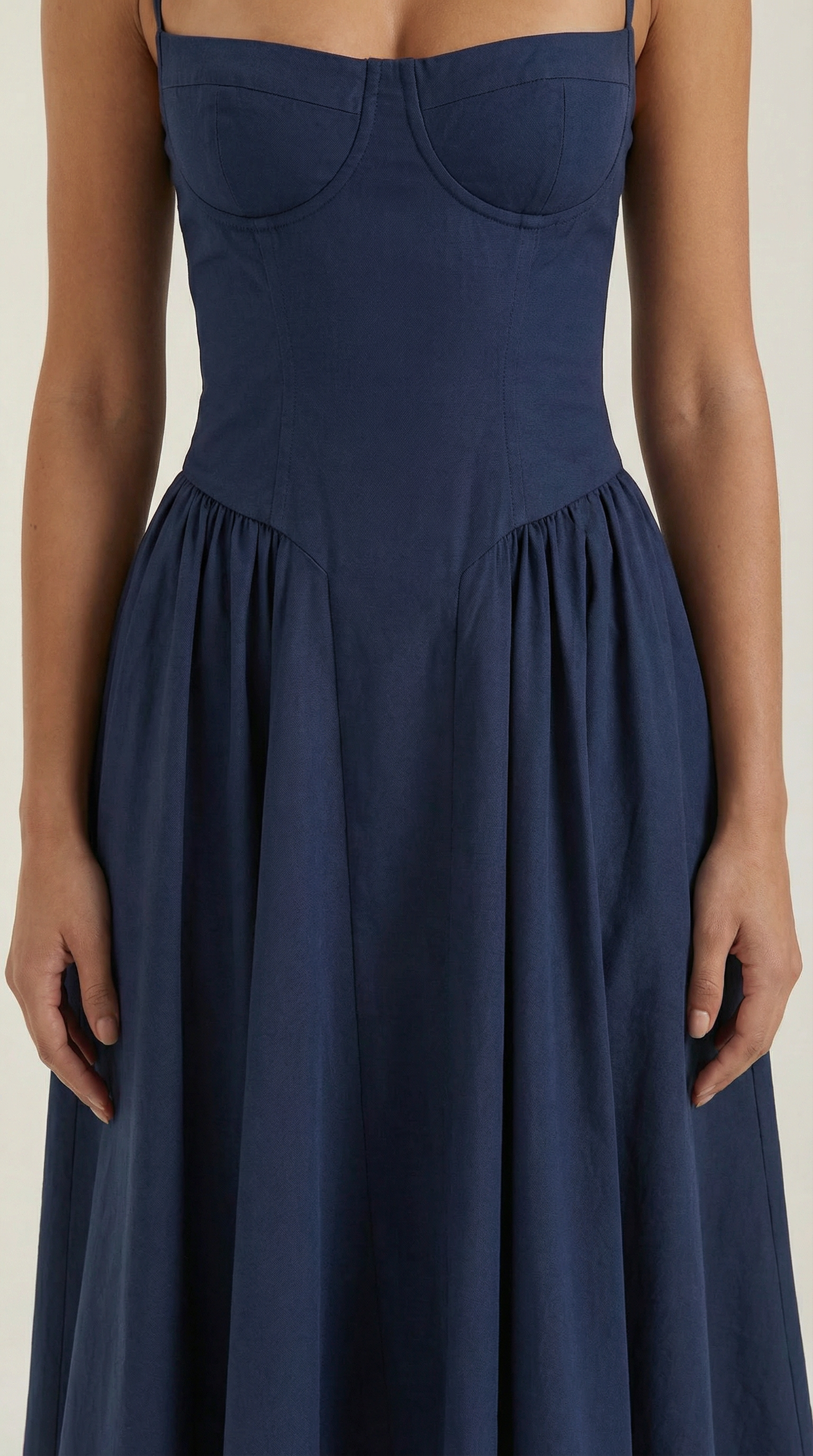 Elegant corset-detail midi dress for women | Odette -18