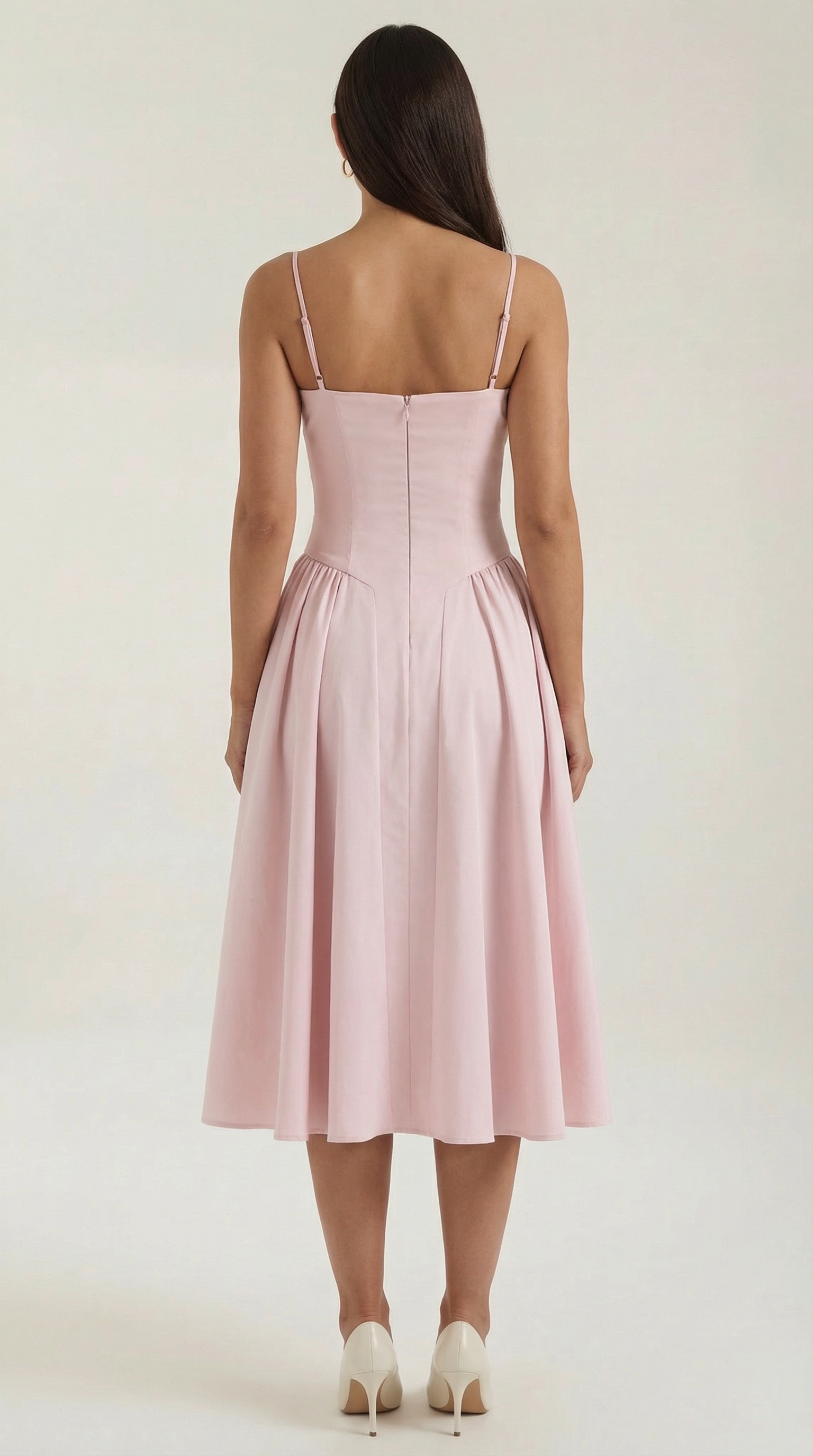 Elegant corset-detail midi dress for women | Odette -29