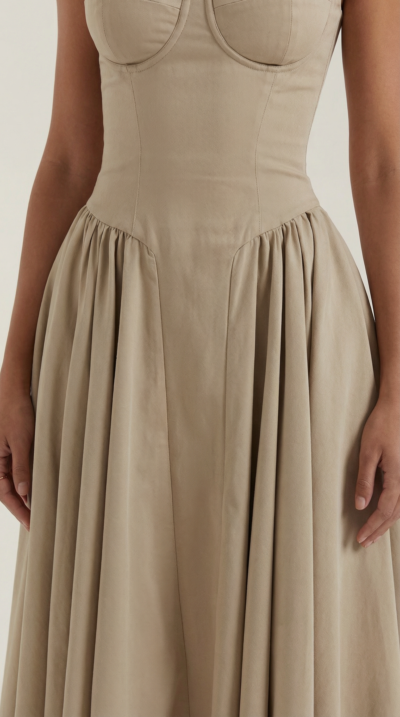 Elegant corset-detail midi dress for women | Odette -33