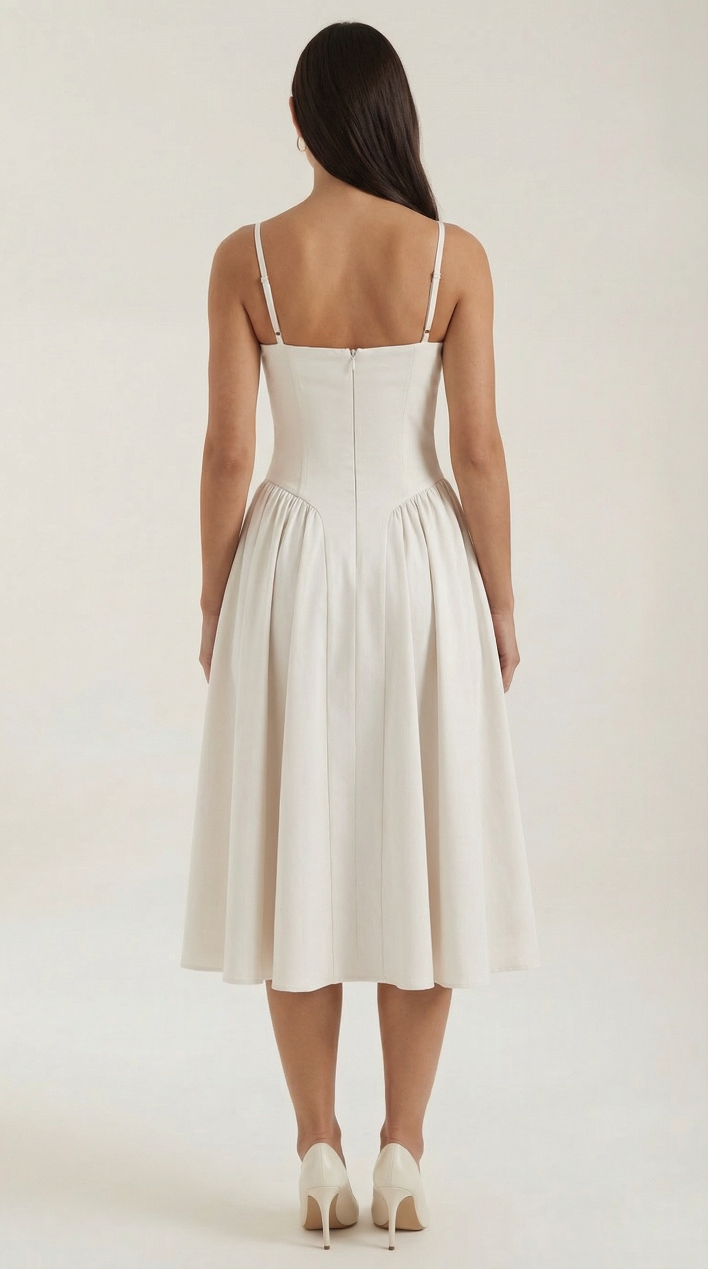 Elegant corset-detail midi dress for women | Odette -14