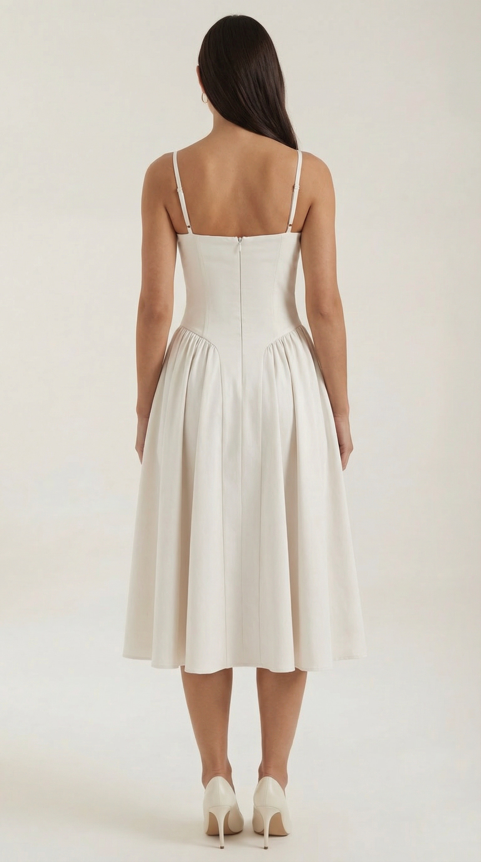 Elegant corset-detail midi dress for women | Odette -14