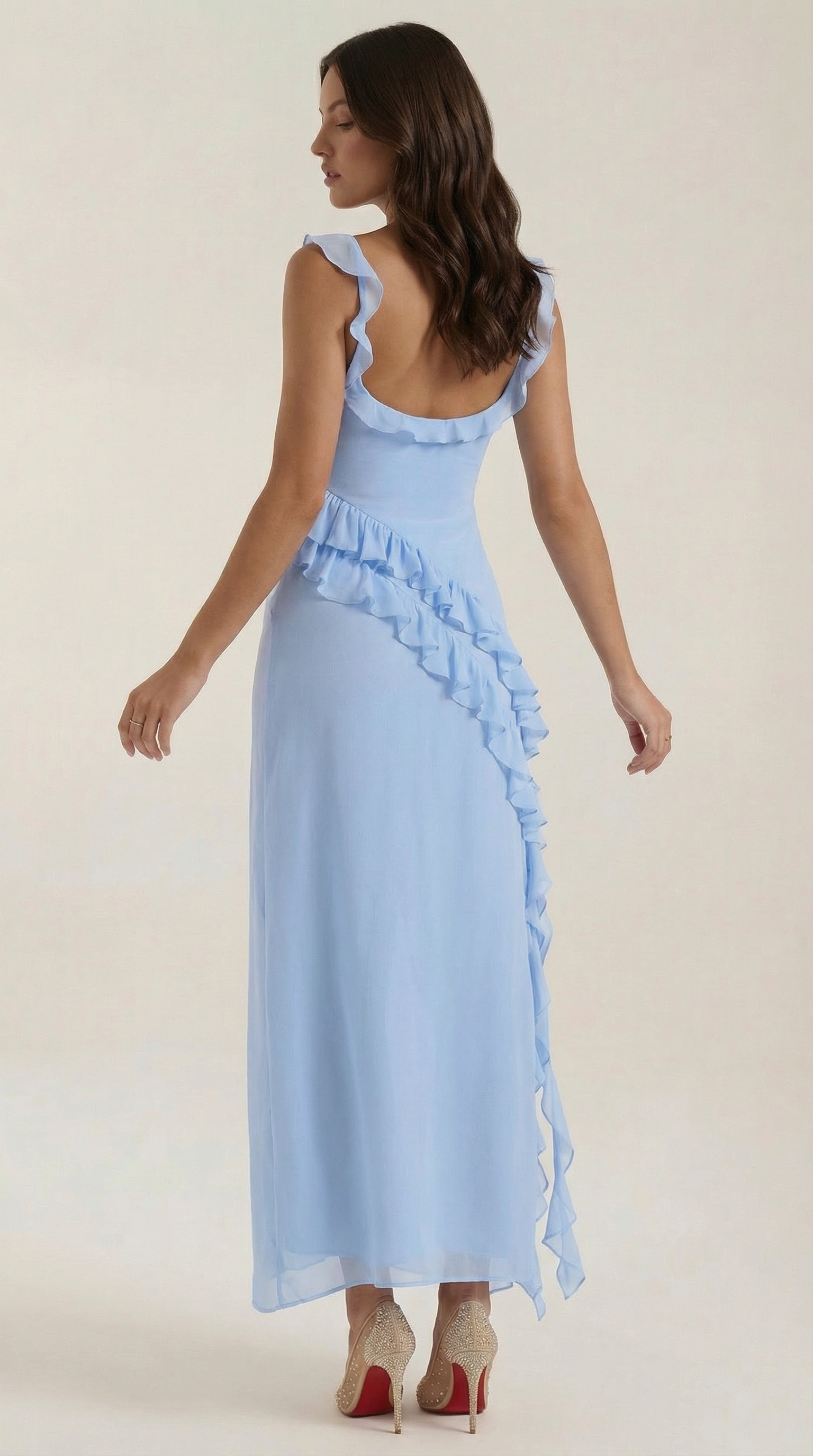 Elegant ruffled maxi dress for women | Susan -9
