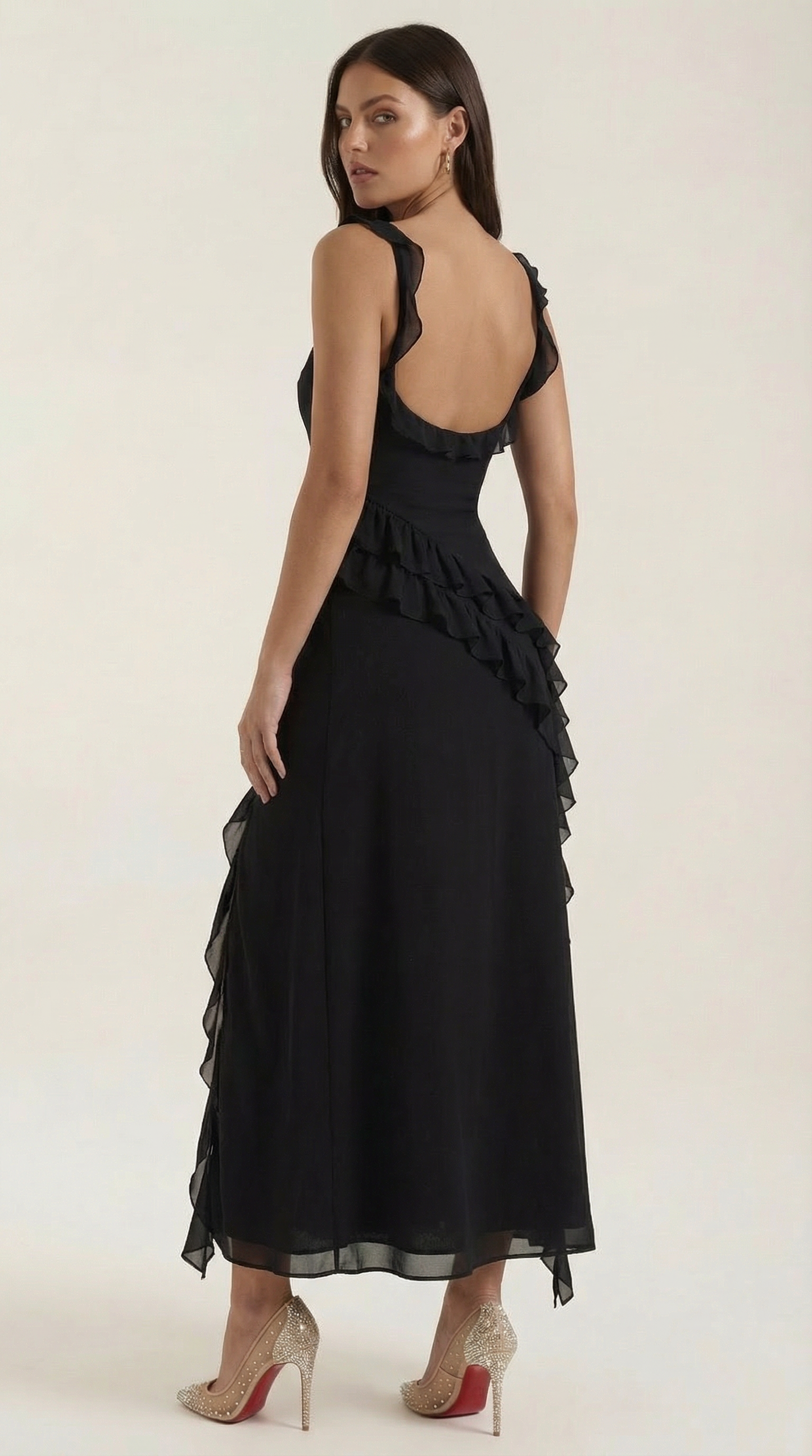 Elegant ruffled maxi dress for women | Susan -29