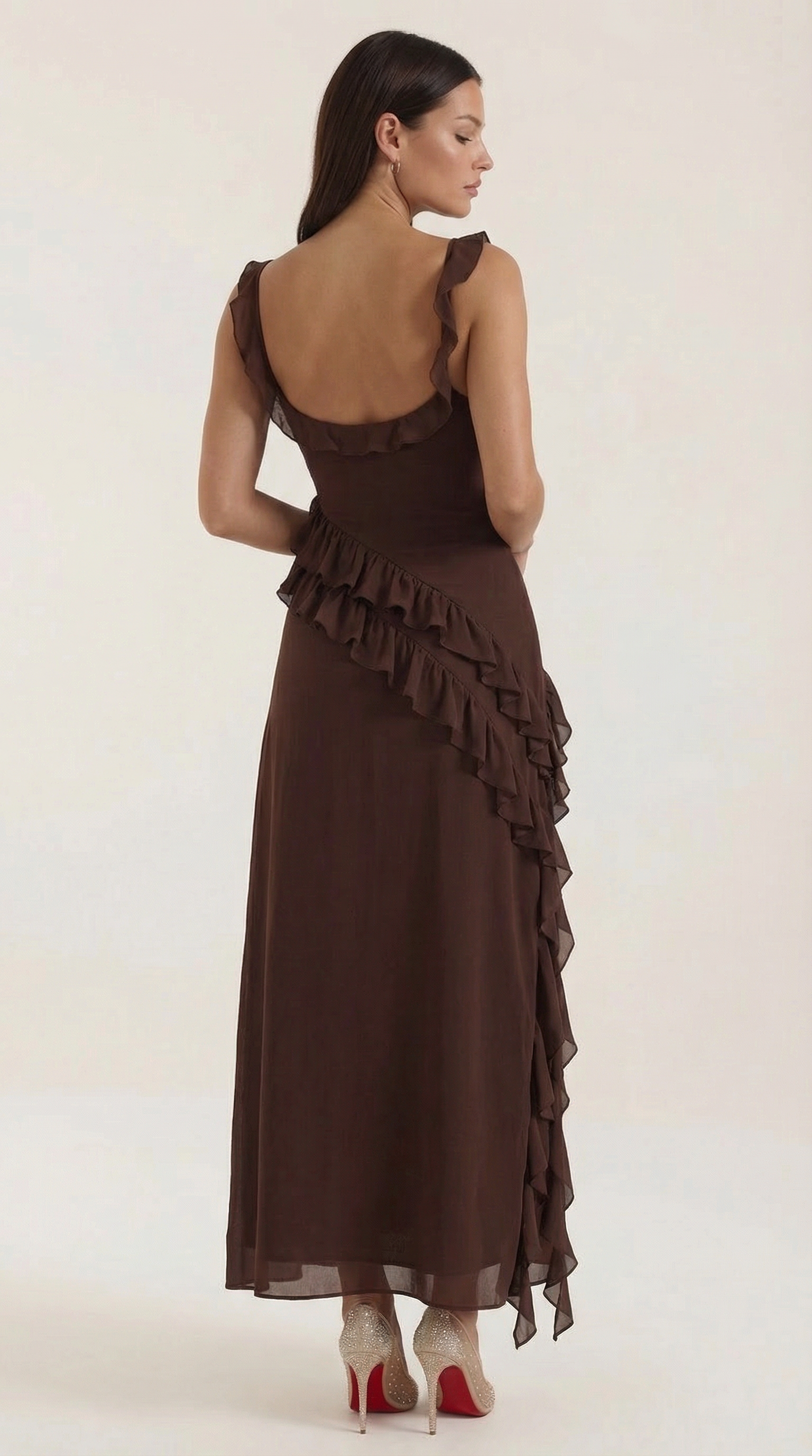 Elegant ruffled maxi dress for women | Susan -4
