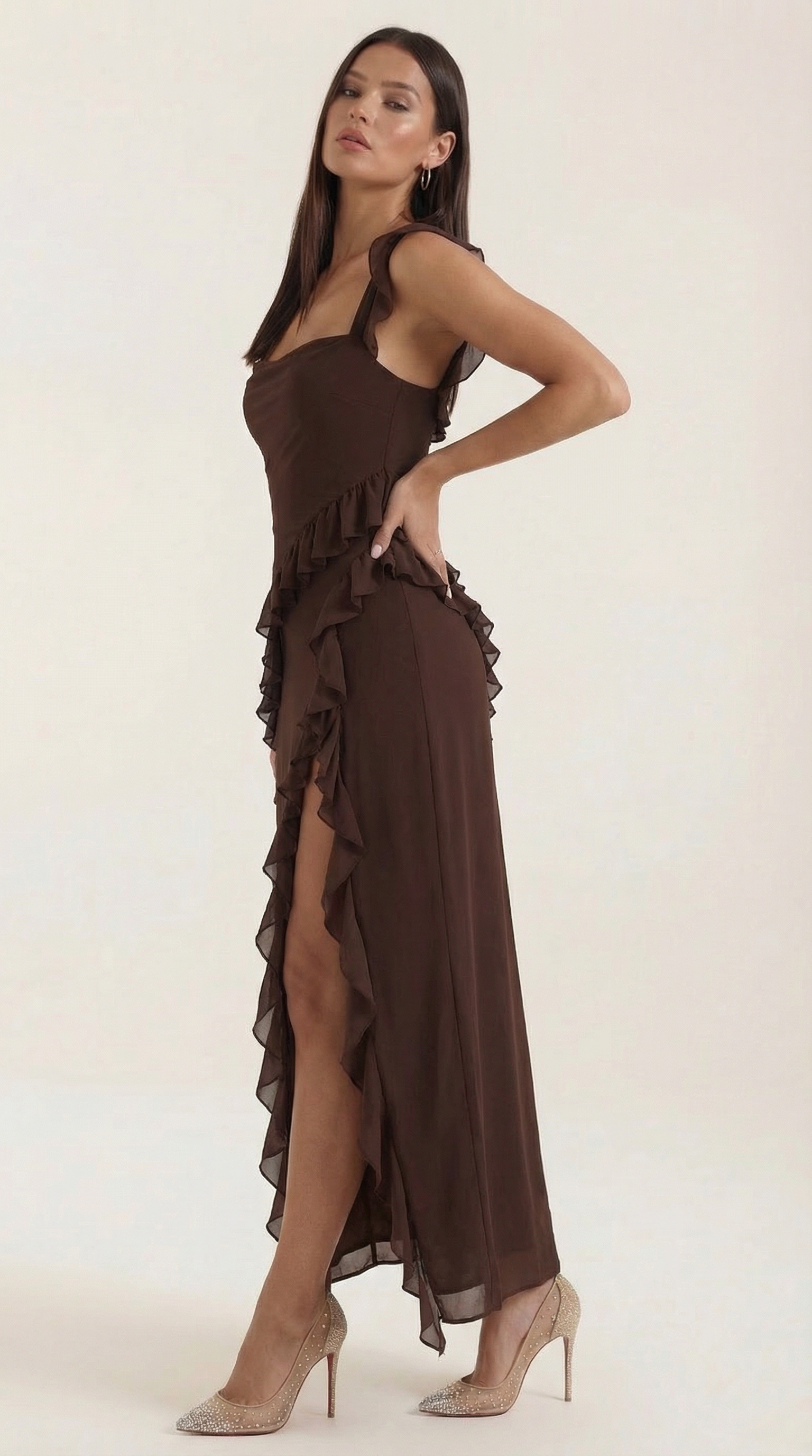Elegant ruffled maxi dress for women | Susan -2