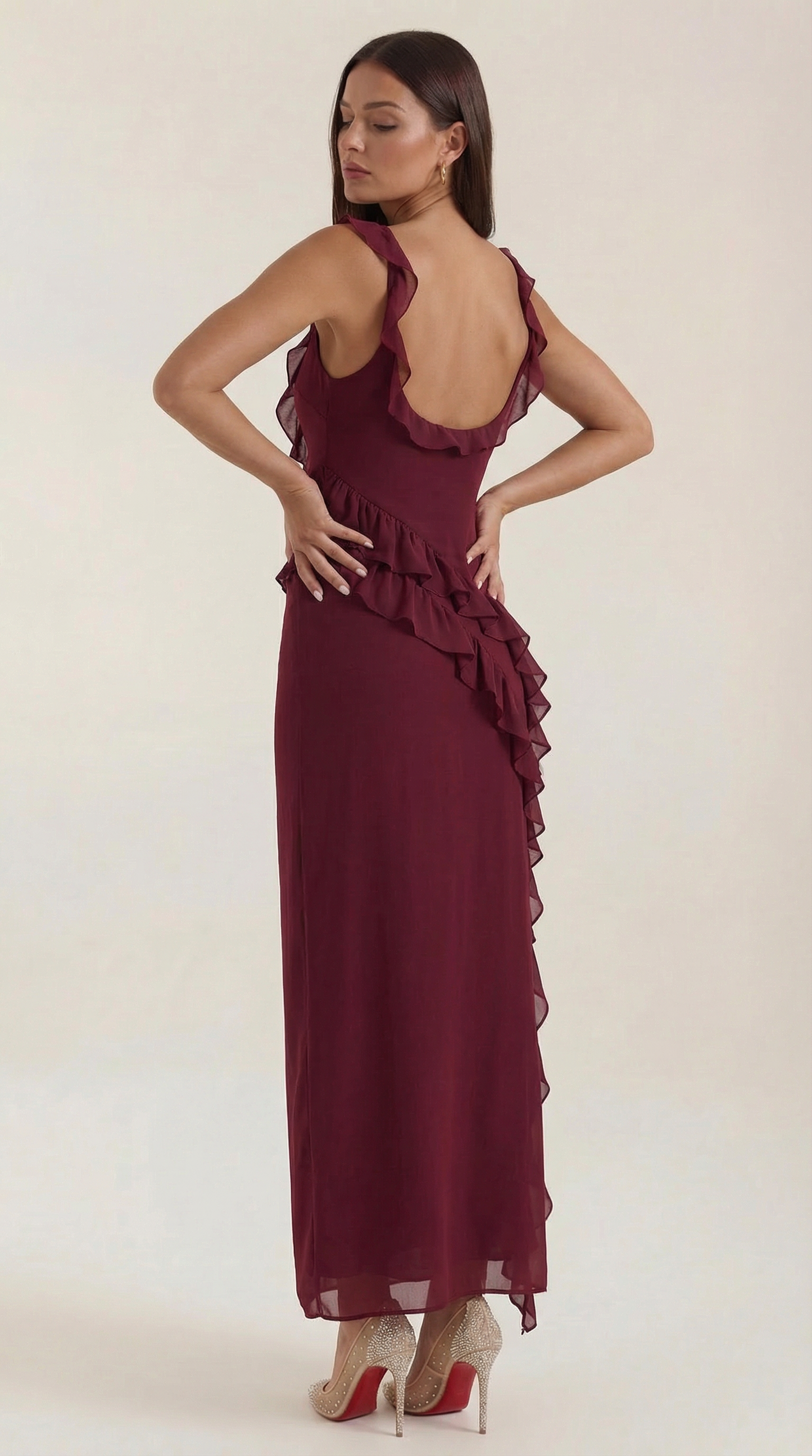 Elegant ruffled maxi dress for women | Susan -19