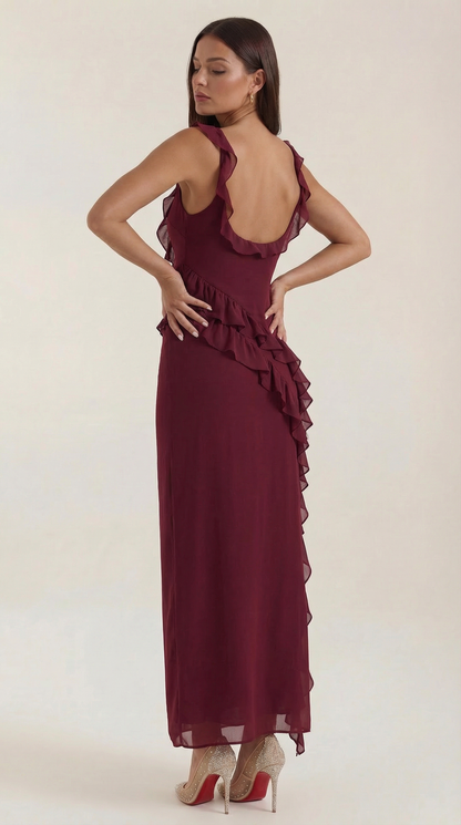 Elegant ruffled maxi dress for women | Susan -19