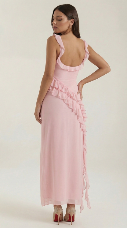 Elegant ruffled maxi dress for women | Susan -24