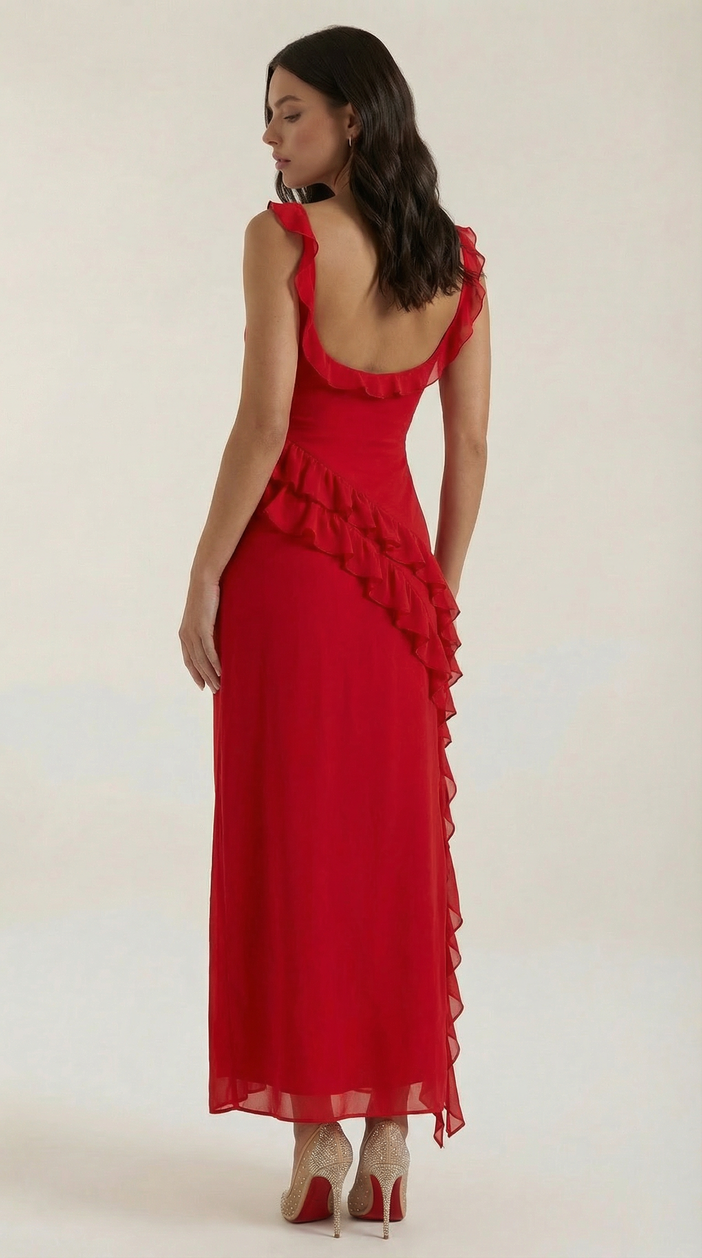 Elegant ruffled maxi dress for women | Susan -14
