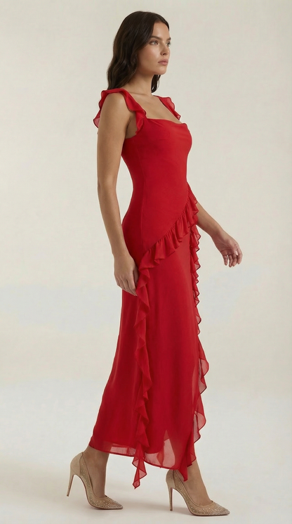 Elegant ruffled maxi dress for women | Susan -12