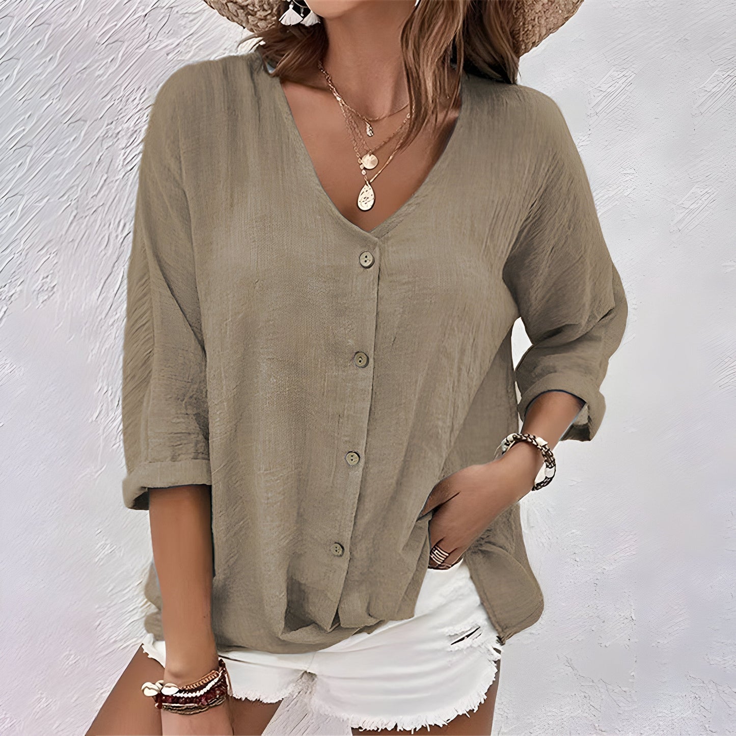 Relaxed button-up everyday blouse for women | Marcia -7