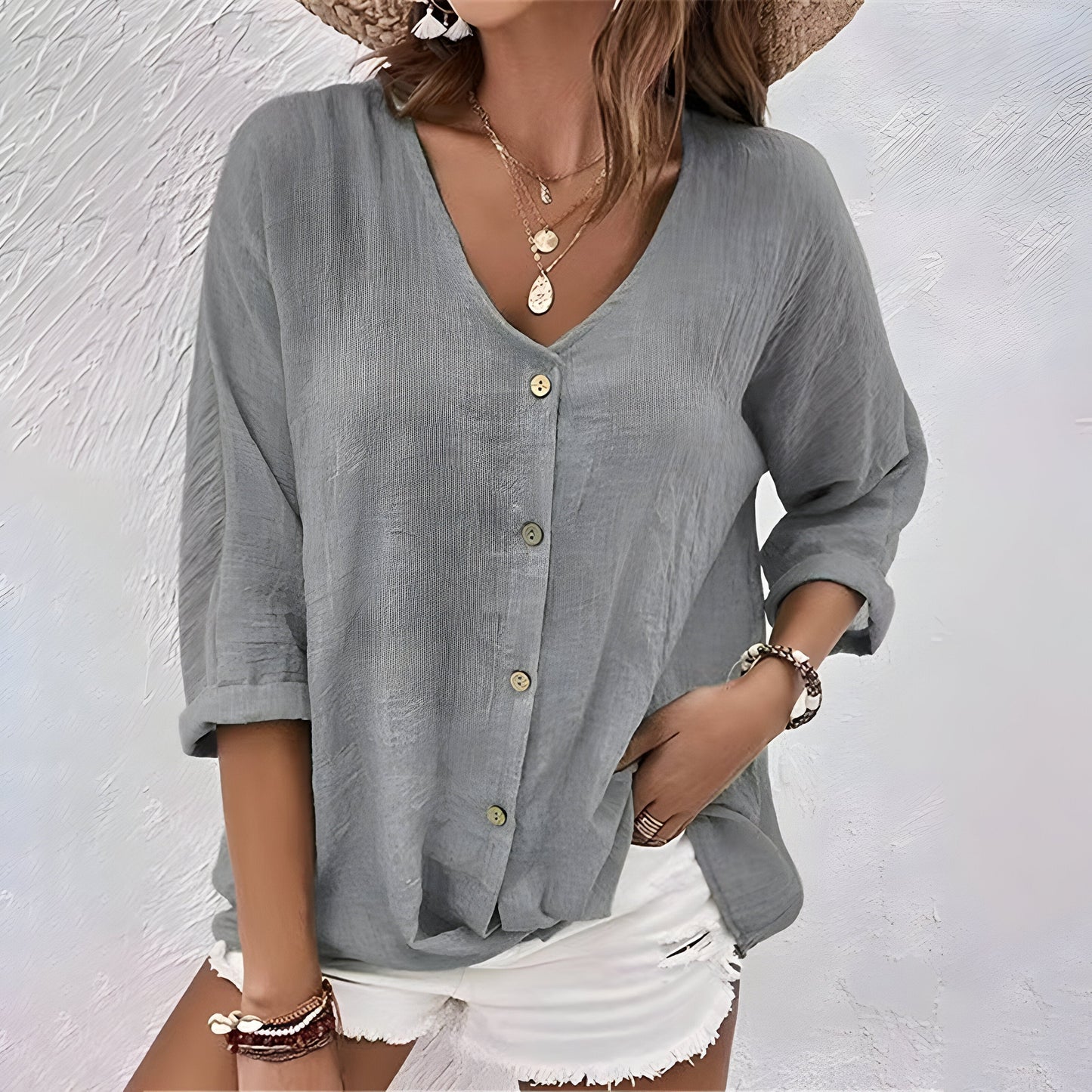 Relaxed button-up everyday blouse for women | Marcia -4