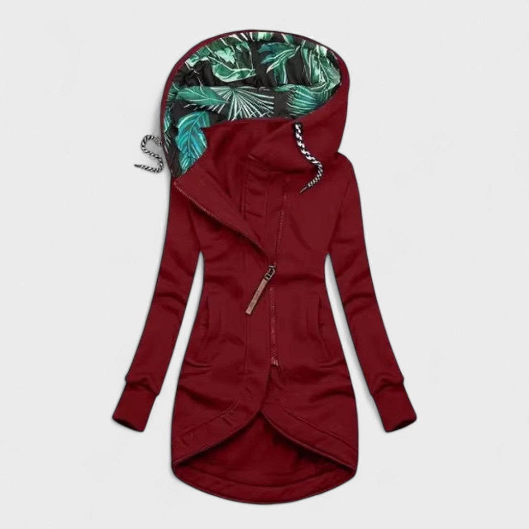 Warm longline hooded casual jacket for women | Sylverra -5