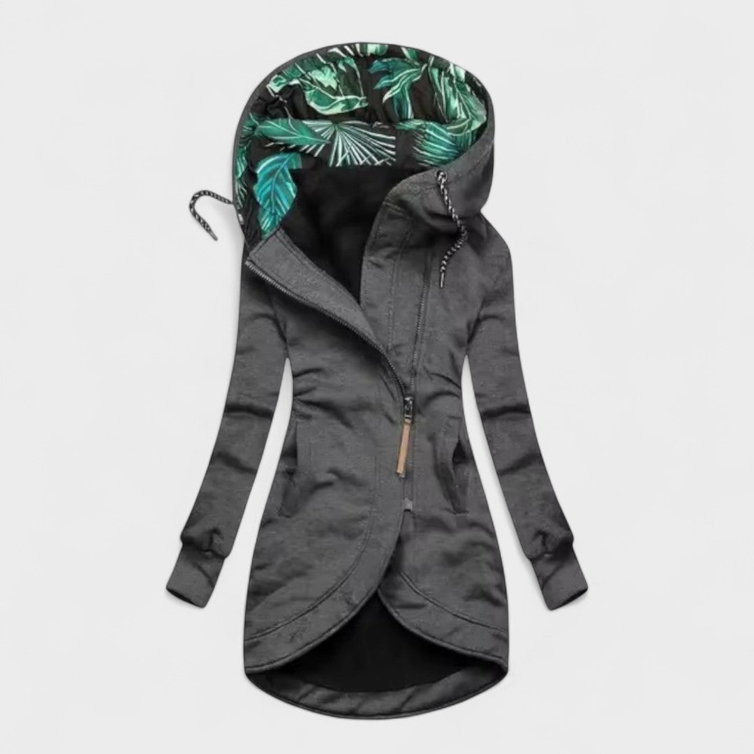 Warm longline hooded casual jacket for women | Sylverra -3