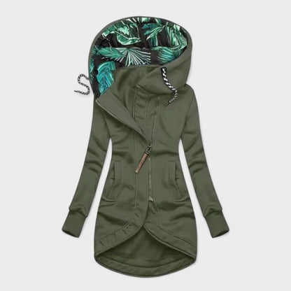 Warm longline hooded casual jacket for women | Sylverra -4