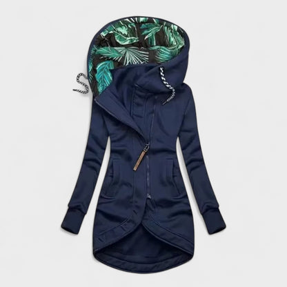 Warm longline hooded casual jacket for women | Sylverra -1