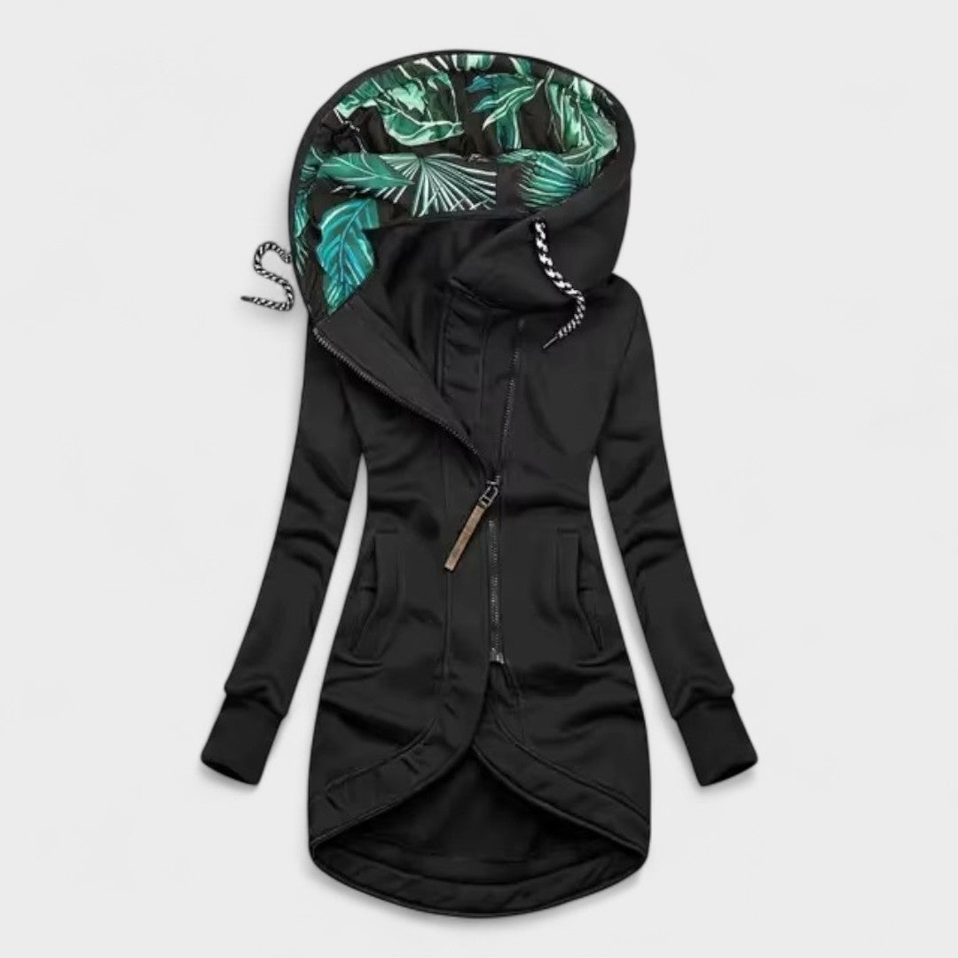 Warm longline hooded casual jacket for women | Sylverra -6