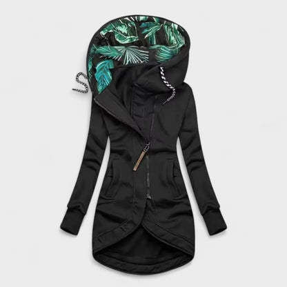 Warm longline hooded casual jacket for women | Sylverra -6