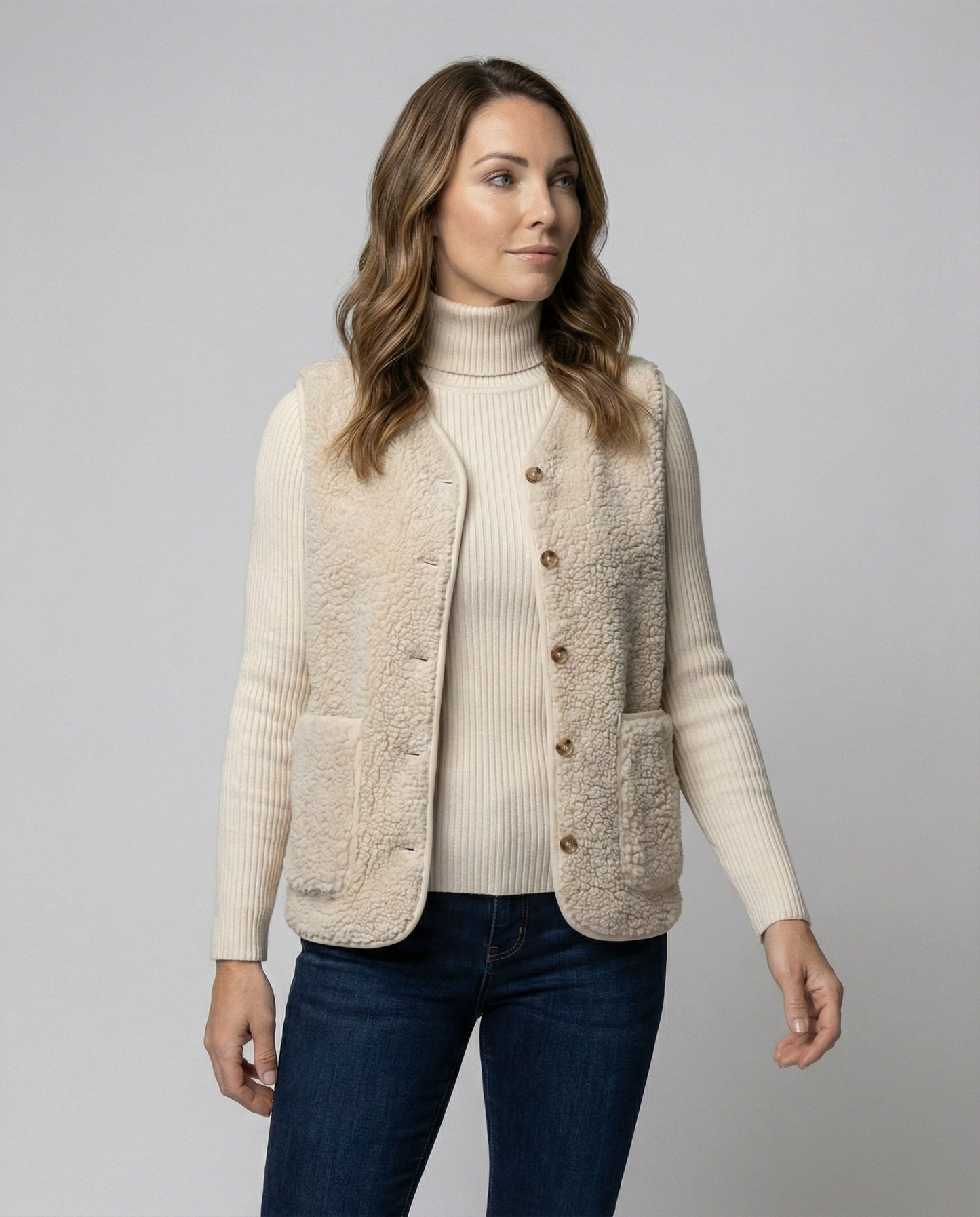 Classic lambswool sleeveless knit vest for women -2