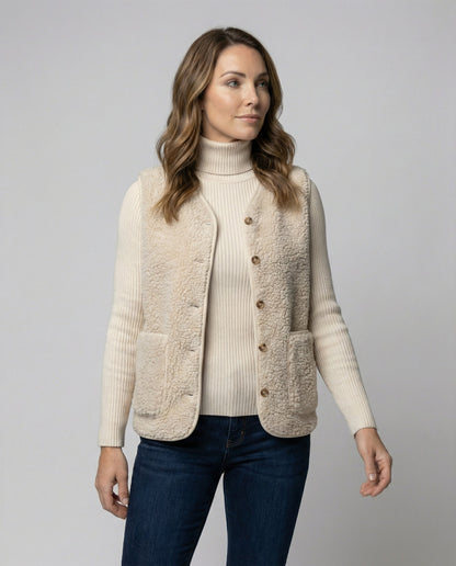 Classic lambswool sleeveless knit vest for women -2
