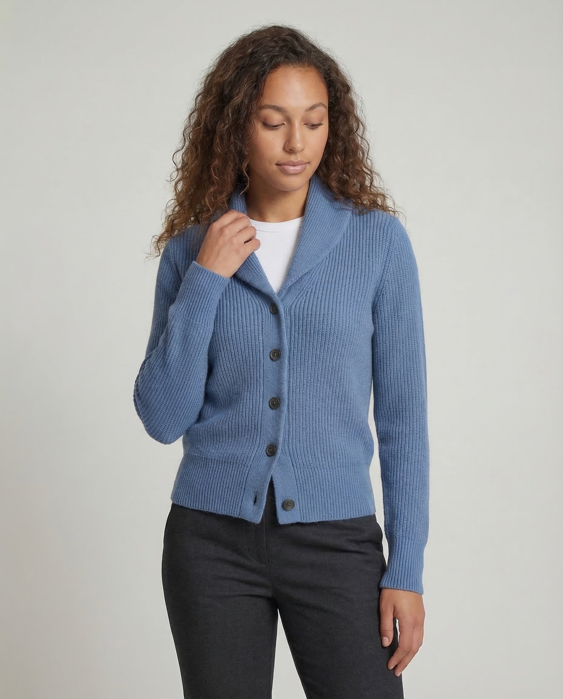 Elegant lapel-collar longline knit cardigan for women -2