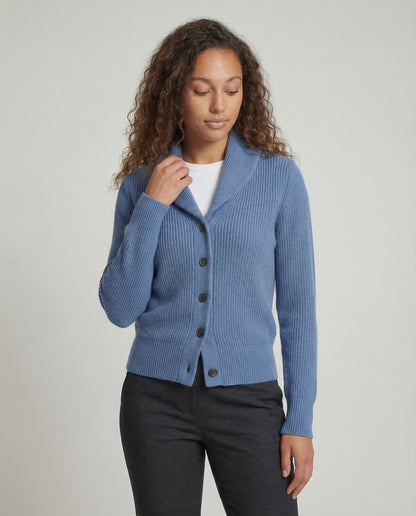 Elegant lapel-collar longline knit cardigan for women -2