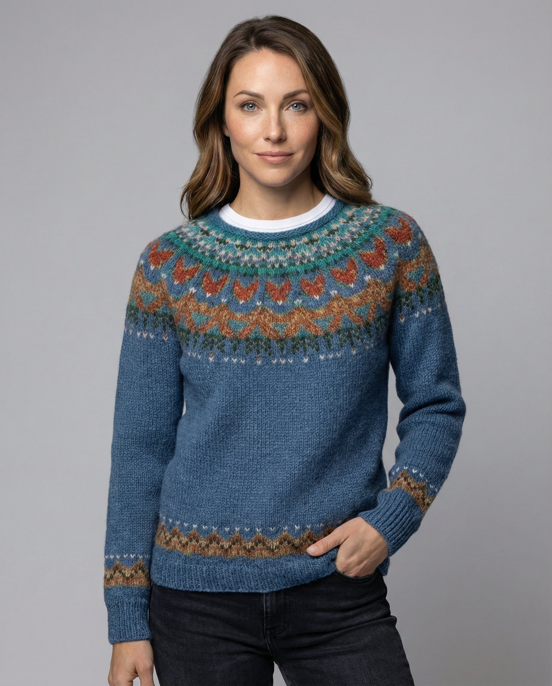 Vintage Icelandic knit relaxed jumper for women -2