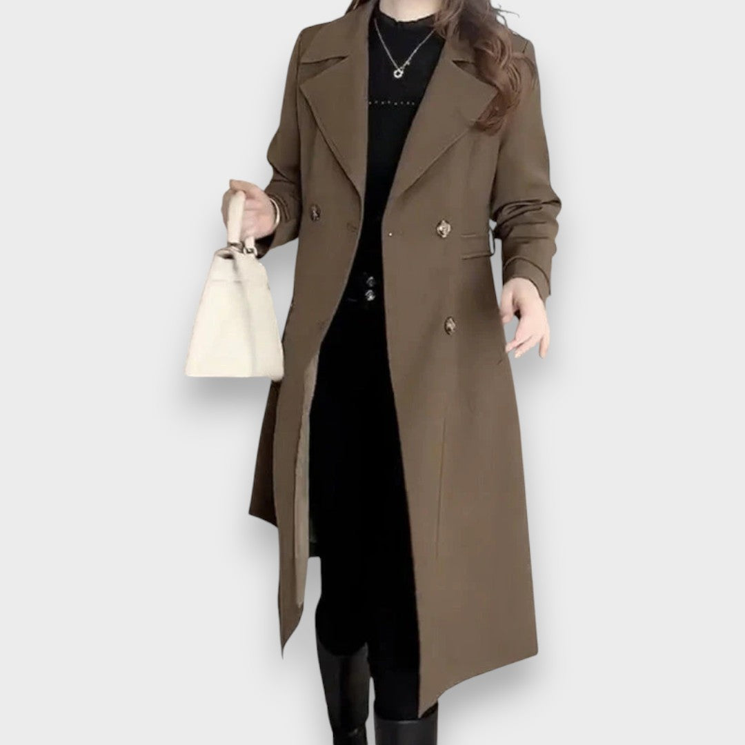 Elegant classic belted trench coat for women | Luisa -5