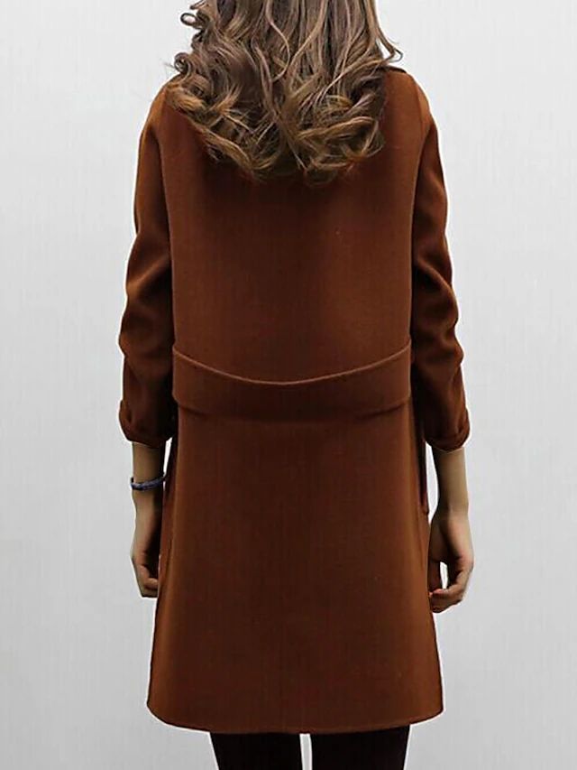 Elegant double-breasted wool coat for women -2
