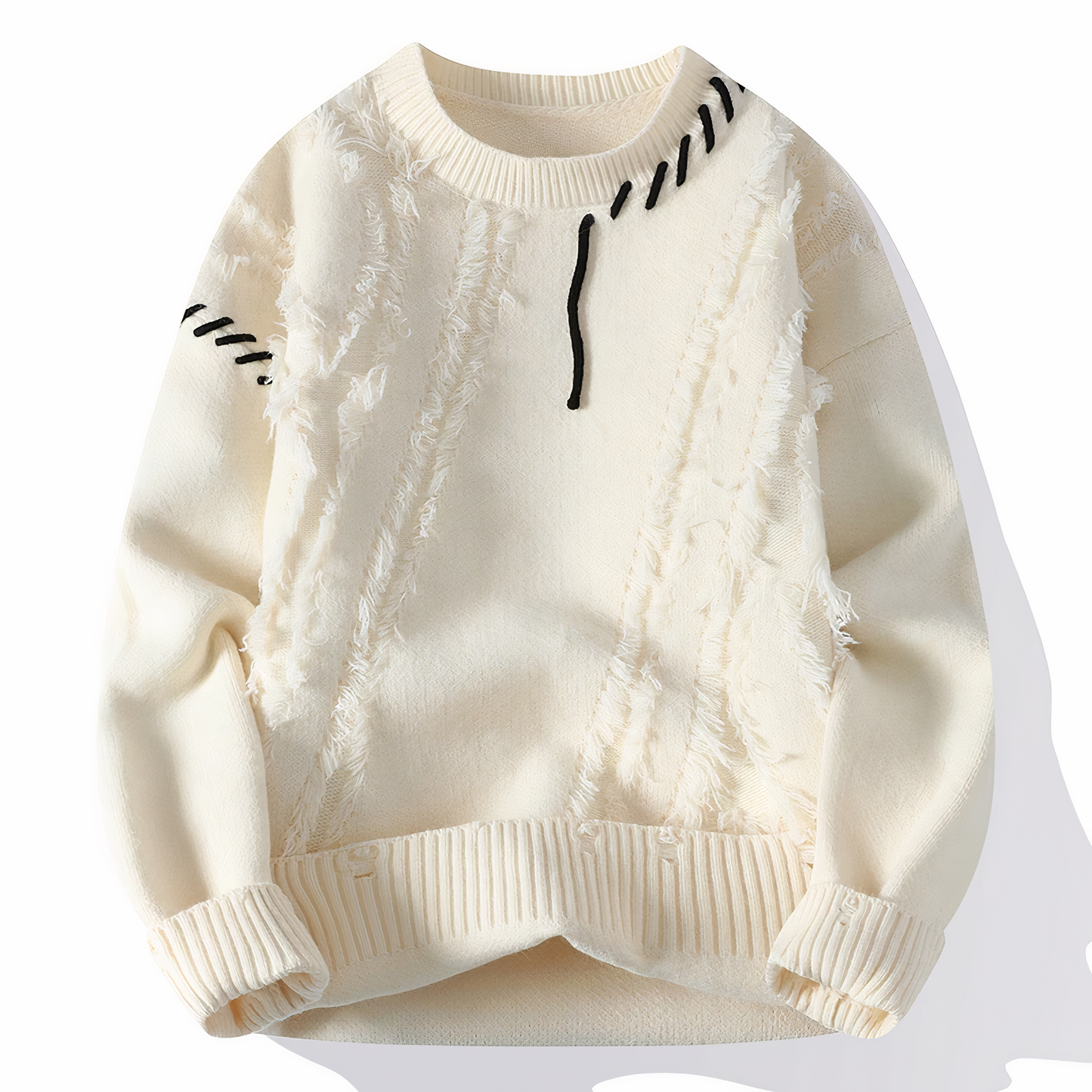 Brushed Knitted sweater with patchwork pattern for men | Jasper
